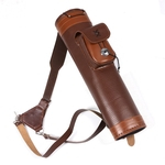 Ficha técnica e caractérísticas do produto Archery tradicional Seta para trás Quiver Hunting Leather Pouch Bag Belt