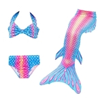 Ficha técnica e caractérísticas do produto 3PCS / Set Crianças menina Bikini Swimsuit Set Cauda da sereia peito saia envoltório da praia Piscina Outfits para o Age 3-12T
