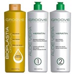 Groove Professional Aloe Vera Keratin Kit Progressiva 2x1l E Bioplastia Orgânica Zero Formol 1l