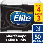 Ficha técnica e caractérísticas do produto Guardanapo Folha Dupla Elite 4 Pacotes - 50 Folhas Cada 23X24 Cm Promoção