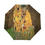 Gustav Klimt The Kiss Oil Painting Women Umbrella 3 Folding Children Umbrellas Automatic Easy Carrying Female Rain Umbrella