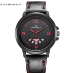 Ficha técnica e caractérísticas do produto Hannah Martin Men Army Date Leather Stainless Steel Sport Quartz Wrist Watch