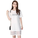 Ficha técnica e caractérísticas do produto HAO Mulheres Verão malha Matching Moda manga curta Vestidos Ladies Dress