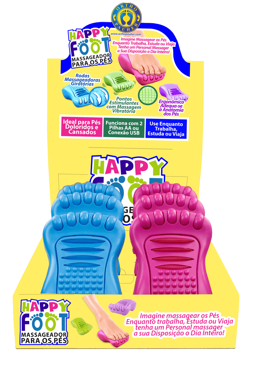 Ficha técnica e caractérísticas do produto Happy Foot Massageador para os Pés Ortho Pauher
