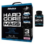Ficha técnica e caractérísticas do produto Hardcore Mass 3kg + Creatina 60 Cápsulas + Bcaa 120 Cápsulas - Atlhetica Nutrition Morango