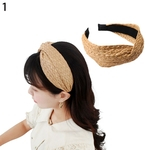 Ficha técnica e caractérísticas do produto Headband Das Mulheres Da Moda Weave De Palha Cross Hair Hoop Wide Hairband Headwear