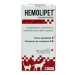 Ficha técnica e caractérísticas do produto Hemolipet 30 Comp Avert Suplemento Cães e Gatos