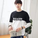 Ficha técnica e caractérísticas do produto Homens Adolescente Primavera Outono Contraste Cor Magro Long Sleeve T Shirt Gostar