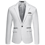 Ficha técnica e caractérísticas do produto Homens cor sólida Groomsman Noivo da única fileira e One Button Suit Cotton Brasão Casual