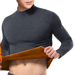 Ficha técnica e caractérísticas do produto Homens Double Layer Underwear térmica espessamento Collar Medium mornas da queda Tops Inverno
