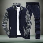 Ficha técnica e caractérísticas do produto Homens emenda camuflagem esportes camisolas + calças
