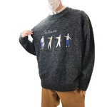 Ficha técnica e caractérísticas do produto Homens Knitting Wool Sweater Moda Crew Neck Siga-me Pessoa Casal solto pulôver Venda quente