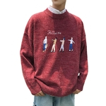 Ficha técnica e caractérísticas do produto Homens de tricô suéter de lã Moda Crew Neck Siga-me Pessoa Casal pulôver solto