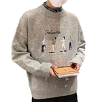 Ficha técnica e caractérísticas do produto Hao Homens Knitting Wool Sweater Moda Crew Neck Siga-me Pessoa Casal Solto Pulôver