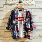 Ficha técnica e caractérísticas do produto New Homens Loose Women Impressão Protetor solar luva dos três quartos Kimono Cardigan shirt