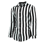 Ficha técnica e caractérísticas do produto Homens Moda manga comprida Stripes Impressão Camisa Casual Gostar