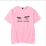 Ficha técnica e caractérísticas do produto Homens Mulheres Verão Billie Eilish cantora pop Ocean Eyes Impressão manga curta T-shirt