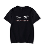 Ficha técnica e caractérísticas do produto Homens Mulheres Verão Billie Eilish cantora pop Ocean Eyes Impressão manga curta T-shirt camiseta