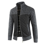 Ficha técnica e caractérísticas do produto Homens Outono Inverno Grosso Knit Plush camisola Correspondência de cores stand gola do casaco