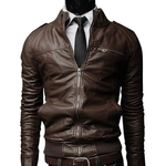 Ficha técnica e caractérísticas do produto Homens PU jaquetas de couro da motocicleta moda outono inverno outwear casaco top