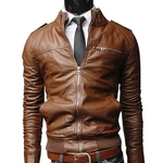 Ficha técnica e caractérísticas do produto Homens PU Leather Motorcycle Jackets moda Outono Inverno Outwear Top Coat leather