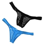 Ficha técnica e caractérísticas do produto Homens Sexy Pura Malha G-string Underwear Tanga T-back Briefs Pouch Preto Azul
