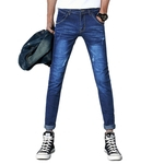 Ficha técnica e caractérísticas do produto Homens Slim Fit estiramento consideráveis ¿¿do Calça Casual moda jovem Jeans tit