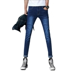 Ficha técnica e caractérísticas do produto Homens Slim Fit estiramento Engrosse ocasional considerável calças elásticas Jeans Jovens