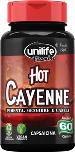 Ficha técnica e caractérísticas do produto Hot Cayenne Pimenta Gengibre e Canela 60 Cápsulas Unilife Vitamins