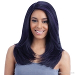 Ficha técnica e caractérísticas do produto Hot selling 20 inches black color Bleaching and dyeing blue long medium style Beauty Wigs for black women