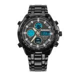 Ficha técnica e caractérísticas do produto HUN Men Luminous aço inoxidável Watchband diárias à prova d'água relógios desportivos