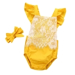 Ficha técnica e caractérísticas do produto Amyove Lovely gift Infante recém-nascido do bebê Jumpsuit Lace mangas Butt-coberto Playsuit