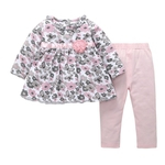 Ficha técnica e caractérísticas do produto Floral Baby Girl Peplum Vestido Leggings calças roupa Roupa Set 2 Pieces