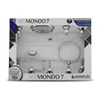 Ficha técnica e caractérísticas do produto Jogo de Acessórios Banheiro Mondo Cromado 7pç Cristal - Prata