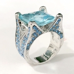 Ficha técnica e caractérísticas do produto Anel Jóia azul zircão anel de anéis vintage acoplamento do casamento da moda para homem