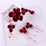Ficha técnica e caractérísticas do produto Jóias Faixa de Cabelo nupcial Red Flower Set Wedding Dress Acessórios nupcial