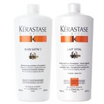 Kérastase Kit Duo Nutritive Irisome Shampoo Bain Satin 1 + Condicionador Lait Vital - Litro
