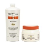 Ficha técnica e caractérísticas do produto Kerastase Nutritive Kit Bain Satin 2 Shampoo 1Lt + Masquintense Finos 500gr