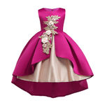 Ficha técnica e caractérísticas do produto Kid menina de flores da cor 3D bordado Matching Formal Dress