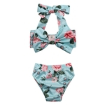 Ficha técnica e caractérísticas do produto Floral menina Kidlove bebê Bow Halter Bikini Set Maiô Two