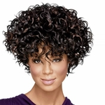Ficha técnica e caractérísticas do produto Kinky Curly Wigs for Afro American Woman - Short Curly Wig Dark Brown Color 10inches Synthetic Wig + Wig Cap