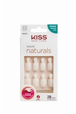 Ficha técnica e caractérísticas do produto Kiss New York Unhas Postiças Salon Naturals Quadrado Curto com Aba