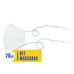 Ficha técnica e caractérísticas do produto Kit 20 Máscaras de Proteção Reutilizavel 100% Algodão Branca