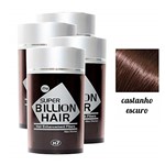 Ficha técnica e caractérísticas do produto Kit 04 Maquiagem Pra Calvície Billion Hair - 25g (Castanho Escuro)