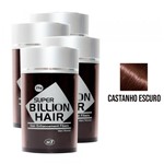 Ficha técnica e caractérísticas do produto Kit 04 Maquiagem Pra Calvície Billion Hair - Castanho Escuro 25g - Super Billion Hair