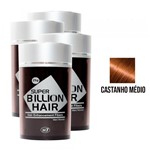 Ficha técnica e caractérísticas do produto Kit 04 Maquiagem Pra Calvície Billion Hair - Castanho Médio 25g - Super Billion Hair