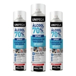 Ficha técnica e caractérísticas do produto Kit 03un Álcool 70% Spray Higienizador Antisséptico 400ml