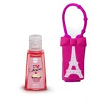 Kit 1 Alcool Gel de Mão 30ml + 1 Capas de Silicone Dondoca Beauty Cupcake Torre Eiffel Rosa