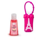 Ficha técnica e caractérísticas do produto Kit 1 Alcool Gel de Mão 30ml + 1 Capas de Silicone Dondoca Beauty Cupcake Torre Eiffel Rosa