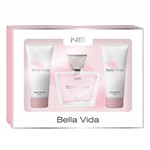 Kit 1 Perfume Feminino Bella Vida EDP - 80ml 1 Loção Hidratante - 100ml 1 Gel de Banho - 100ml
